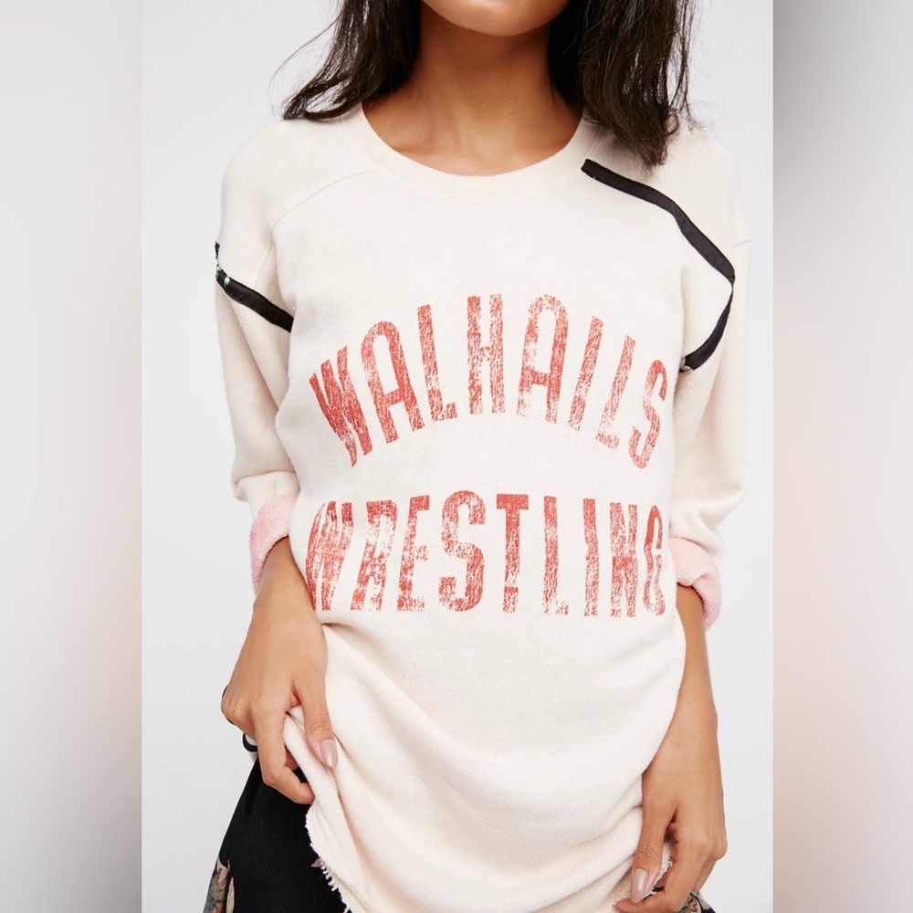 FREE PEOPLE Aloha Life Pullover Oversized XS Beige